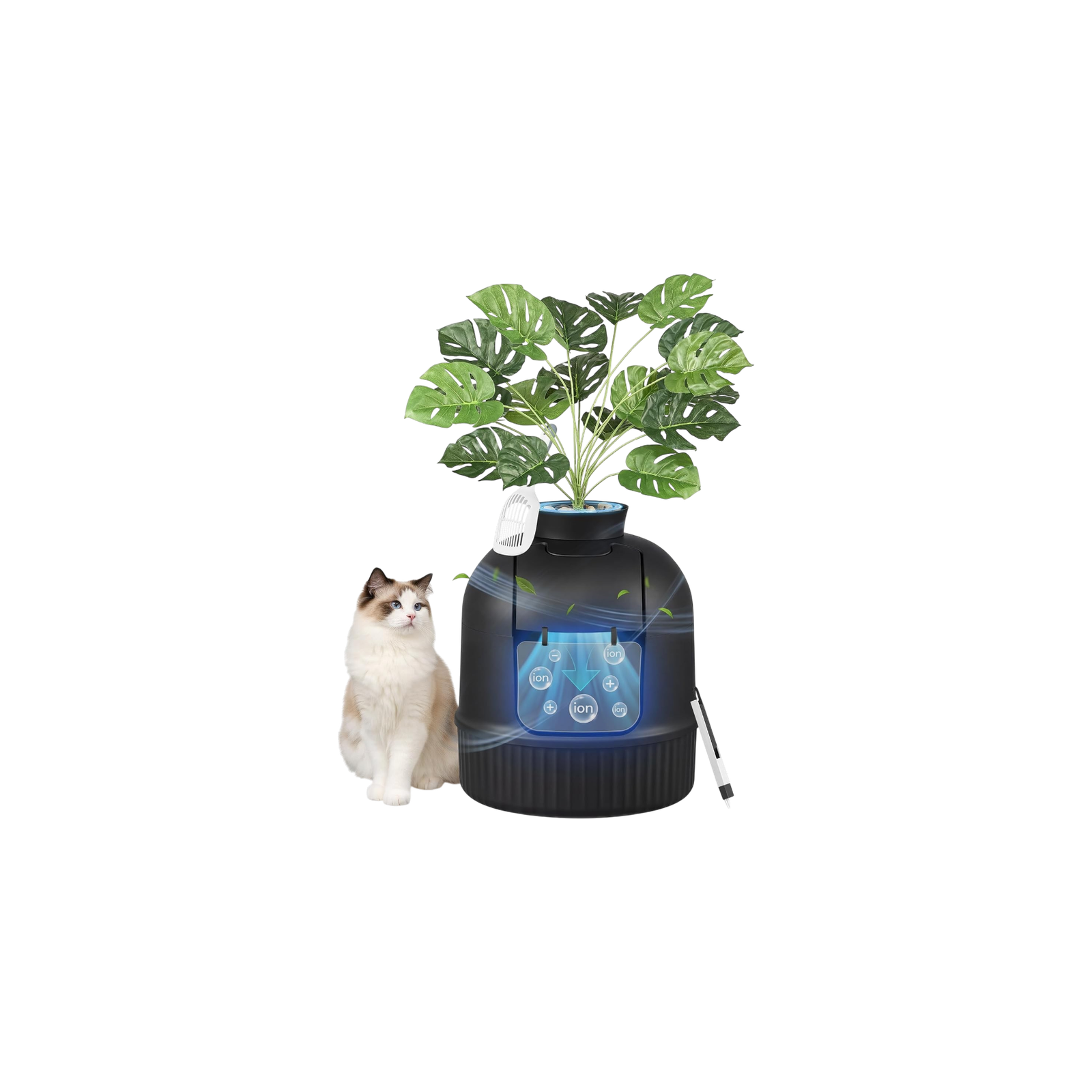 Feandreacattrees Cat Litter Box Enclosure with Artificial Plant UPPT006B101