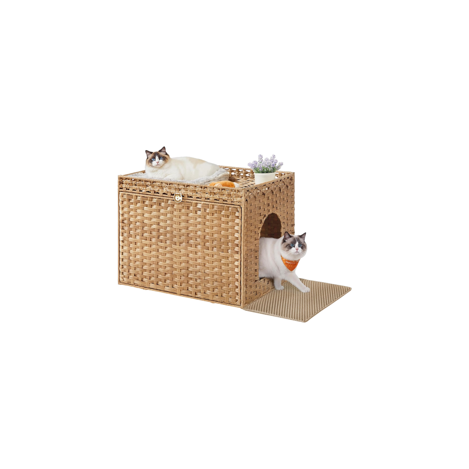 Cat Litter Box Enclosure Handwoven Rattan by Feandreacattrees