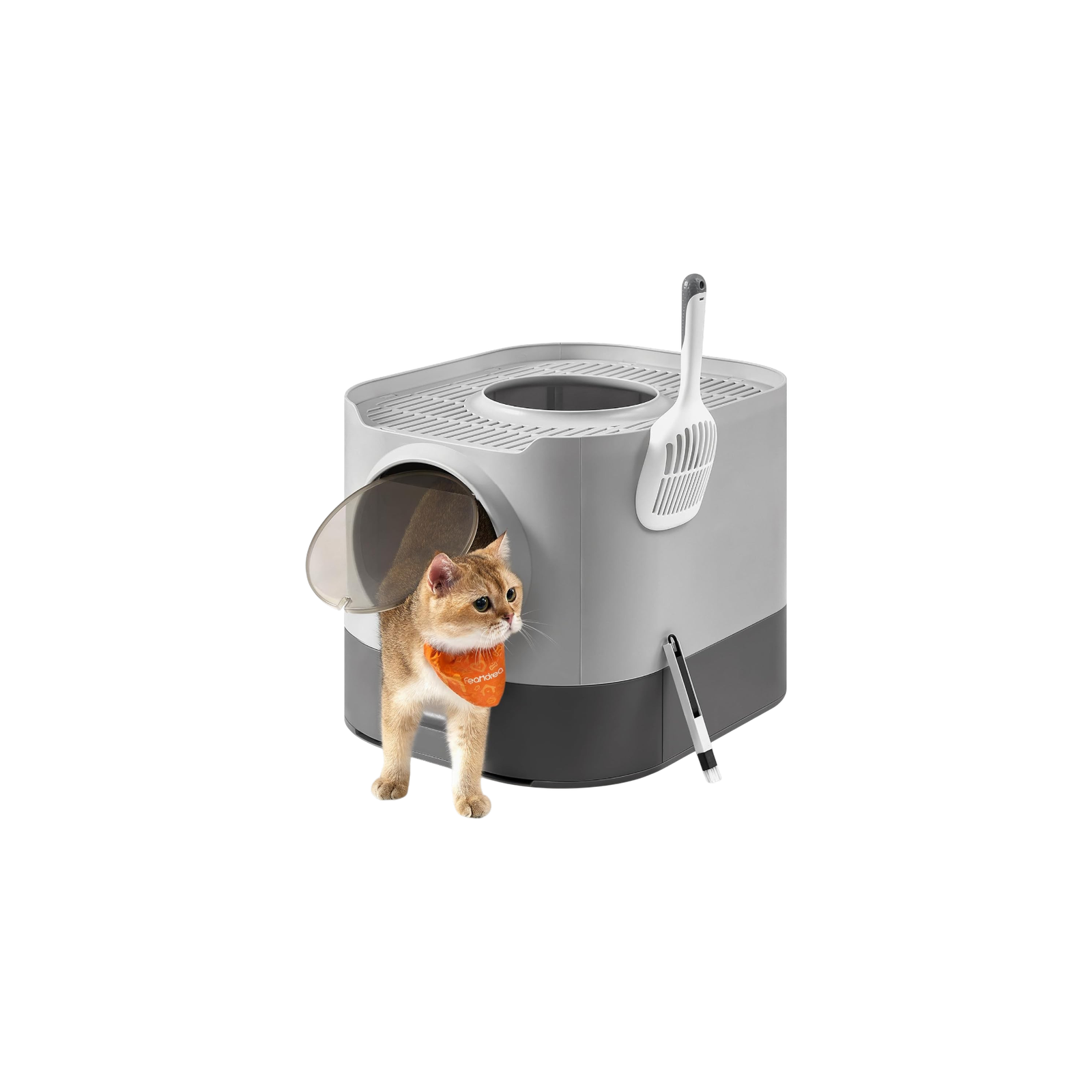 Cat Litter Box with Lid and Slide-Out Tray UPPT002B01 by Feandreacattrees
