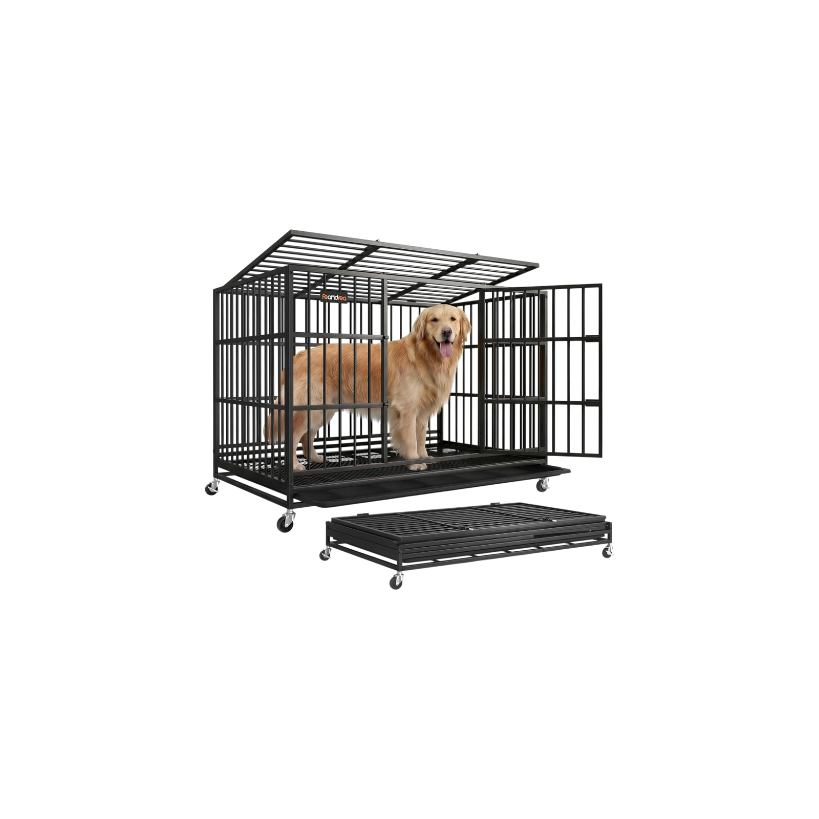 Heavy-Duty Dog Crate with Removable Tray by Feandreacattrees